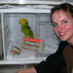Dr. Kim and post-surgical parrot