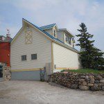 Parking area with field stone retaining wall